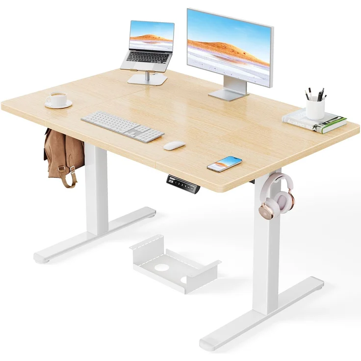 ErGear Höhenverstellbarer Schreibtisch-120x80 cm,100 KG Tragkraft Elektrischer Schreibtisch mit Fortgeschrittenem Bürstenlosem Motor, Leise Funktion, Robuster Metallrahmen, Vierteilige Tischplatte – Bild 1
