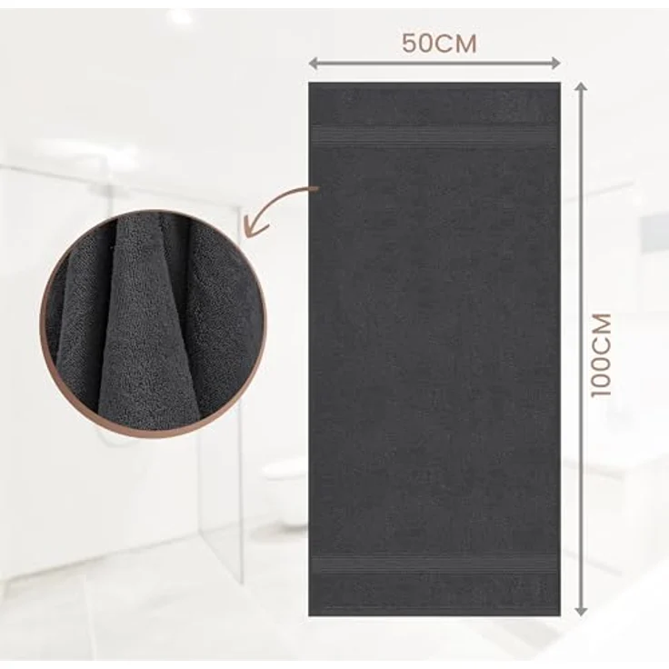 Utopia Towels Frottee Handtücher 50x100 cm, Grau, 6er Pack | Mit Aufhängeschlaufe, mittelgroße Badetücher, 100 % Baumwolle, weich und saugfähig, Handtuchset, Handtücher – Bild 2