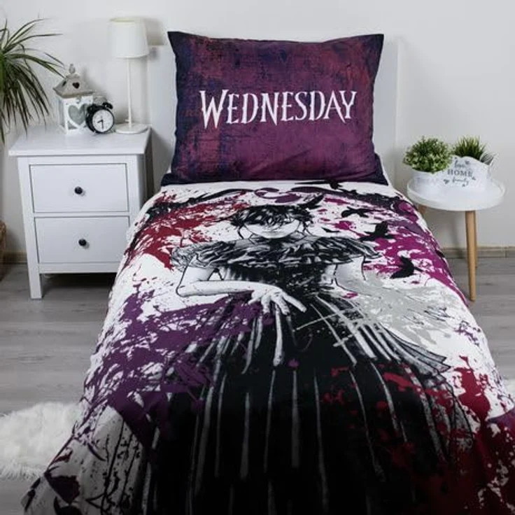 Wednesday Bettwäsche-Set für Kinderbett 140 x 200 cm + 70 x 90 cm aus 100% Polyester mit Reißverschluss – Bild 3