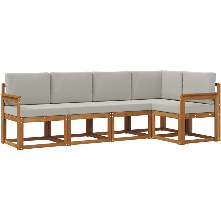 vidaXL Outdoor-Sofagarnitur 5 stk. 5-Sitzer Natur und Hellgrau 3366384 – Bild 2