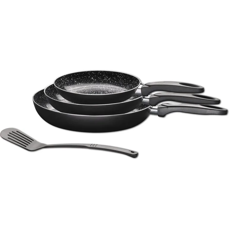 KING Pfannen-Set, Aluminium (Set, 4-tlg, je 1x Bratpfanne Ø 20 cm - H. 3,5 cm, Ø 24 cm - 4 cm, Ø 28 cm, 5 cm), Induktion