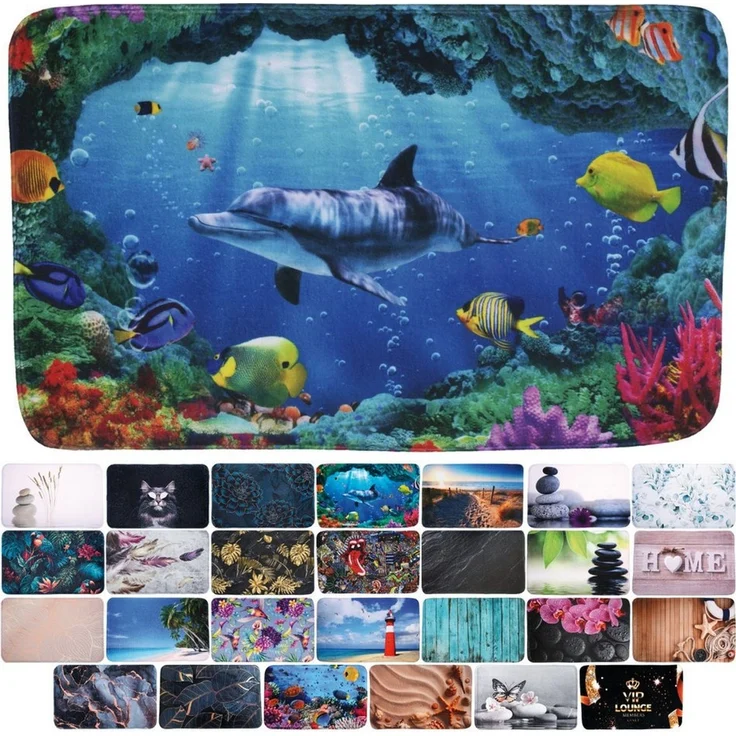 Sanilo Badematte mit Motiv, viele schöne Badteppiche zur Auswahl, rutschhemmend beschichtet, waschbar, schnelltrocknend, Polyester, rechteckig, sehr weich, hochwertig & modern, 50 x 80 cm oder 70 x 110 cm – Bild 1