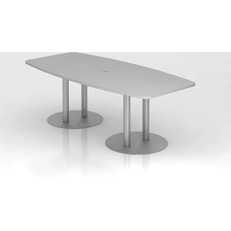 Konferenztisch KT22S 220x105cm Grau Säulenfuße Gestellfarbe: Silber
