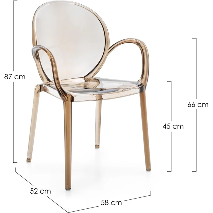 Gartenstuhl Allican 4er-Set aus Kunststoff, modern, mit Armlehne, stapelbar, coffee braun – Bild 4