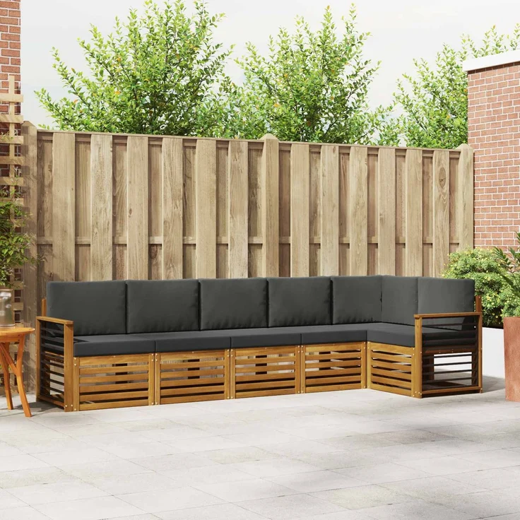 vidaXL Outdoor-Sofagarnitur 6 stk. 6-Sitzer Natur und Anthrazit 3374902 – Bild 1