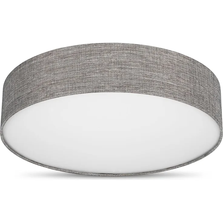 REV Deckenleuchte - Deckenlampe rund 50cm mit Stoff-Lampenschirm im Vintage-Look – ideal für Schlafzimmer & Wohnzimmer, braun-silber