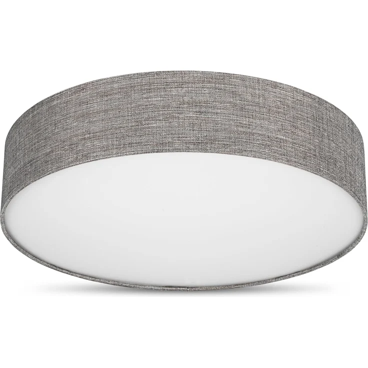 REV Deckenleuchte - Deckenlampe rund 50cm mit Stoff-Lampenschirm im Vintage-Look – ideal für Schlafzimmer & Wohnzimmer, braun-silber