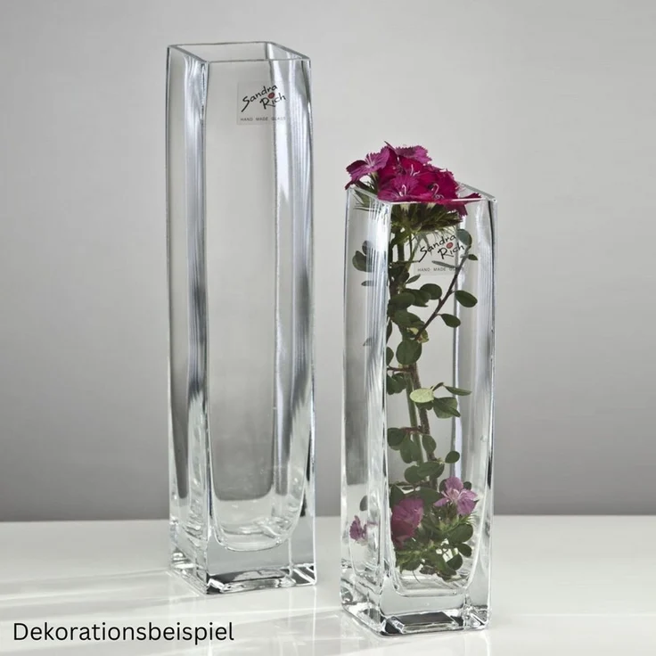 Sandra Rich Dekovase Glasvase "Square" 6 x 20cm, Handgefertigte Blumenvase aus Glas – Bild 3