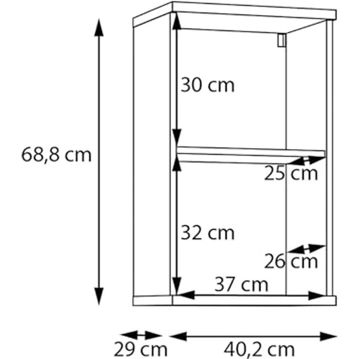 Forte VERIS Hängeschrank 40, moderner Badezimmerschrank, 1-türig, Kontrastgriff, Wandmontage, Holzwerkstoff, Kaschmir Beige, 40,2 cm breit x 68,8 cm hoch x 29 cm tief – Bild 7