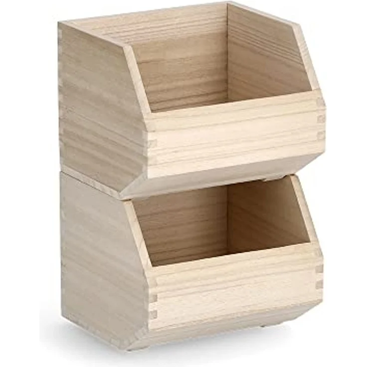 Zeller Present Aufbewahrungskorb Stapelkiste, Holz – Bild 2