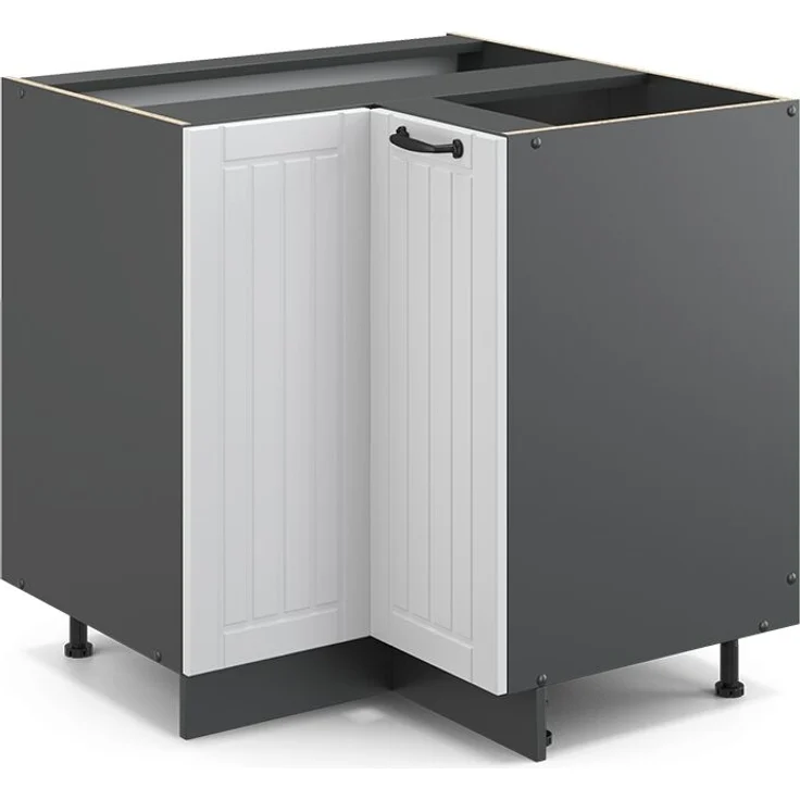 Eckunterschrank Fame-Line Weiß Landhaus 80.5 cm ohne Arbeitsplatte Vicco – Bild 1