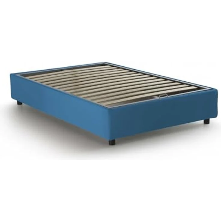 Talamo Italia - Doppelbett Nicole, Bettkasten mit Stoffbezug, 100 % Made in Italy, Öffnung vorne, geeignet für Matratzen 120 x 190 cm, Blau – Bild 3