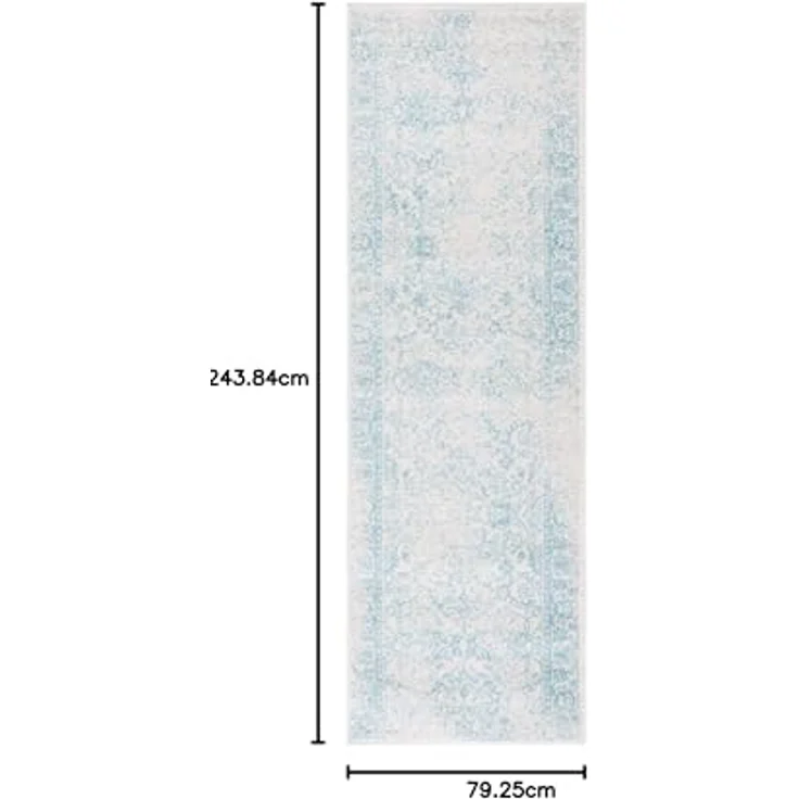 Safavieh Läufer 76x244 cm - Adirondack Collection - Transitional Design, Elfenbein & Hellblau, Pflegeleichte Synthetikmischung, Ideal für Wohnzimmer, Schlafzimmer, Büro | 1 cm Flor, Teppich für den Innenbereich, Polypropylen-Fasern, Öko-Tex-zertifizi... – Bild 2