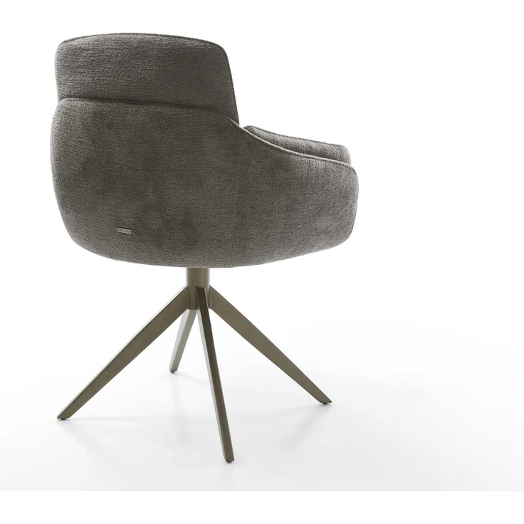Drehstuhl Luan-Flex mit Armlehnen Bouclé Soft Schlamm Kreuzgestell breit Effektfinish Titan 360° drehbar Wippfunktion – Bild 5