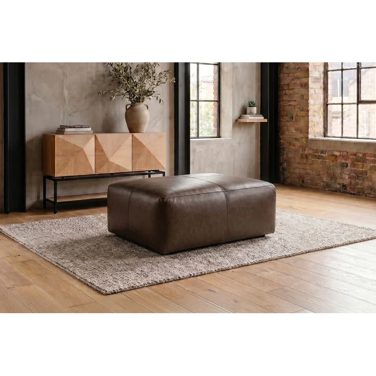 KAWOLA Polsterhocker CELESTE Hockerbank Leder dunkelbraun 48 x 80 x 120 cm – Bild 1