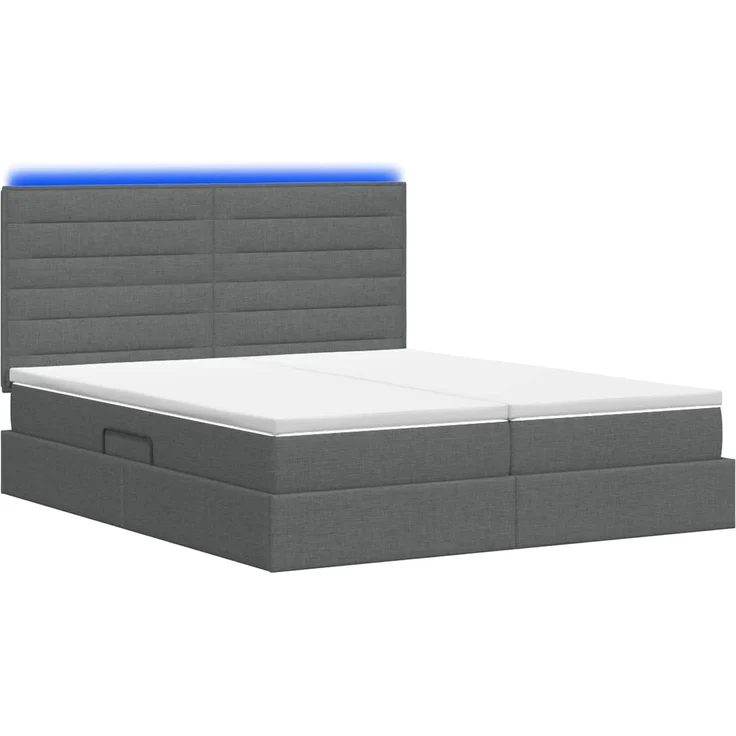 vidaXL LED-Speicherbett mit Matratze Dunkelgrau 180 x 200 cm Stoff 3460219 – Bild 9