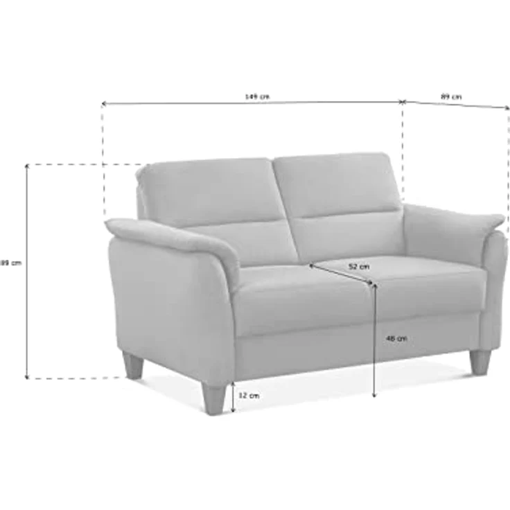 CAVADORE Leder 2er-Sofa Palera / Landhaus-Couch mit Federkern + massiven Holzfüßen / 149 x 89 x 89 / Leder Dunkelbraun – Bild 3