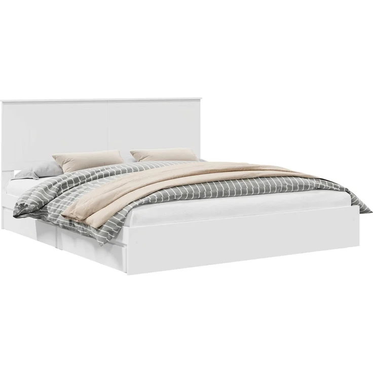 vidaXL Aufbewahrungsbett mit Kopfteil Weiß 180 x 200 cm Holzwerkstoff 3411180 – Bild 1