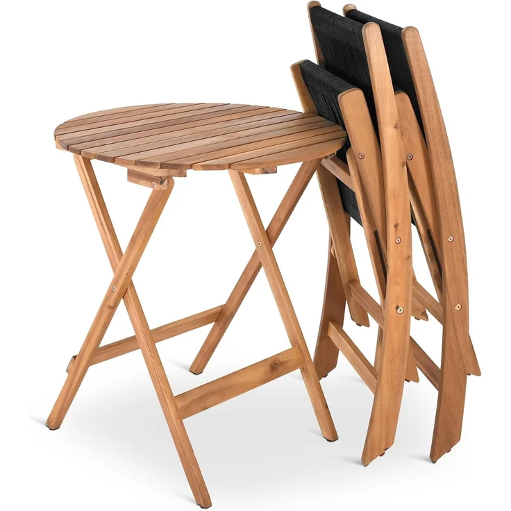 Raburg Balkonset Sitzgruppe Garten Holz wetterfest, Bistrotisch & 2 Stühle, Lanzarote, (Set), klappbares Bistroset, runder Tisch mit 60 cm Durchmesser – Bild 7