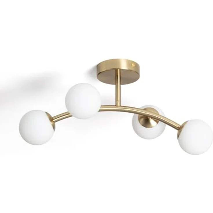 LEDKIA LIGHTING Deckenleuchte Moonlight Brass Ovo, 4-Strahler aus Metall und Glas für Küche, Esszimmer, Schlafzimmer, gold – Bild 1