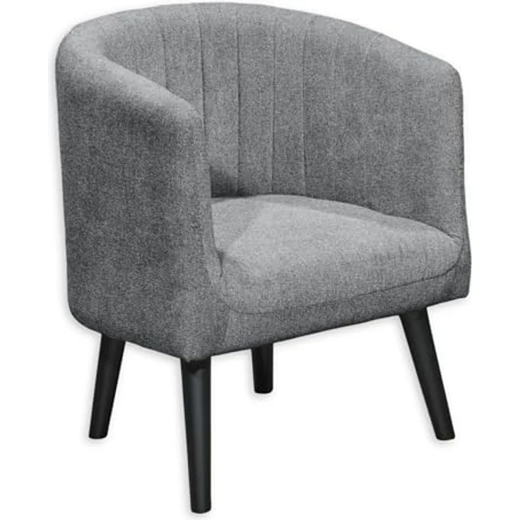 PAUL Loungesessel mit Armlehnen, Grau - Moderner Wohnzimmer Sessel gepolstert mit schwarzen Massivholz Füßen - 61 x 82 x 58 cm (B/H/T) – Bild 2