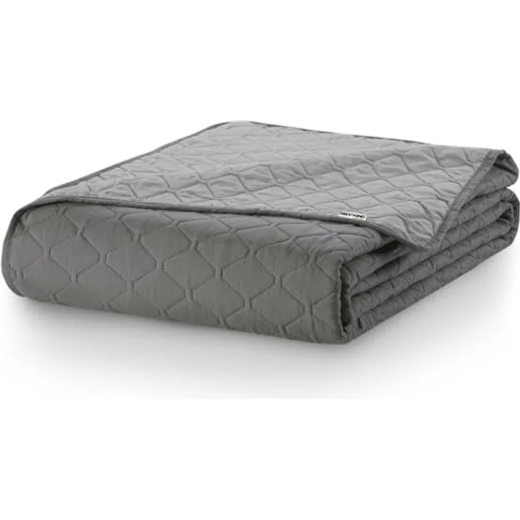 DecoKing 15186 Tagesdecke 170x270 cm stahl anthrazit grau silber Bettüberwurf zweiseitig pflegeleicht steel silver grey dimgray Axel – Bild 7