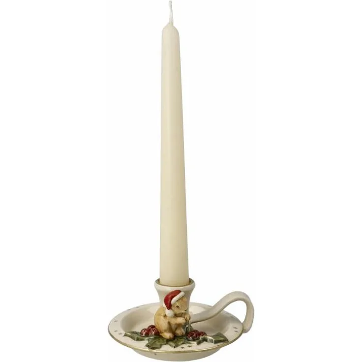 Goebel Kerzenhalter Hase, Weihnachten, Deko, Kerzenständer, Steingut, Bordeaux, 66703711