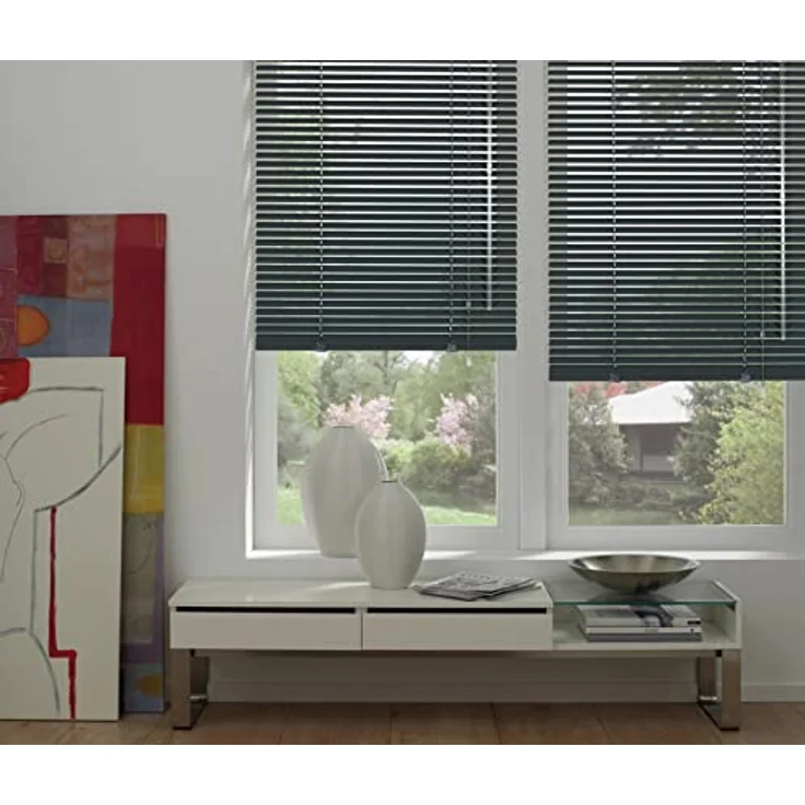Deco Company Alu-Jalousie ohne Bohren, Zum Klemmen, Inkl. Klemmträgern, Sichtschutz, Lichtschutz, Blendschutz, Aluminium-Jalousie, Schiefer, 90 x 220 cm – Bild 19