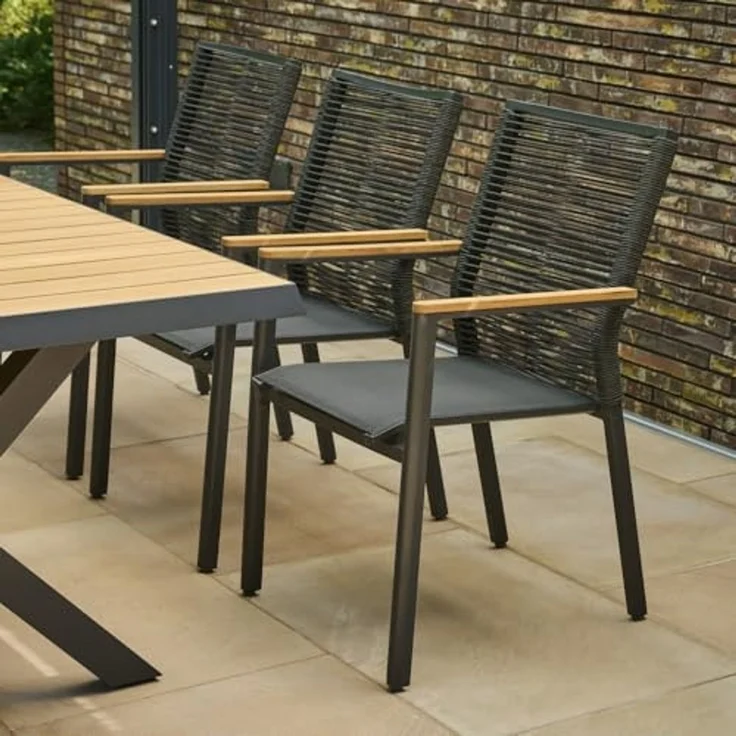 Siena Garden Bologna Stapelsessel - Teak FSC/Aluminiumgestell & Rope, schwarz (T88491) – Bild 2