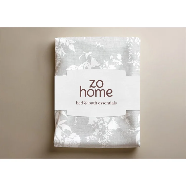 Zohome Cotton Bettwäsche 155x220 Ibisco di Lino Dove Grey Blumen weiß silber – Bild 7