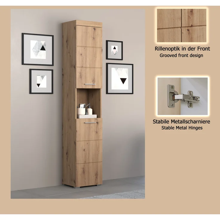 Trendteam 'Amanda' Hochschrank, Holz, Eiche, 190 x 31 x 37 cm – Bild 12