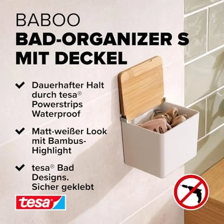 Tesa Aufbewahrungsbox BABOO Größe S zum Kleben – Bild 2