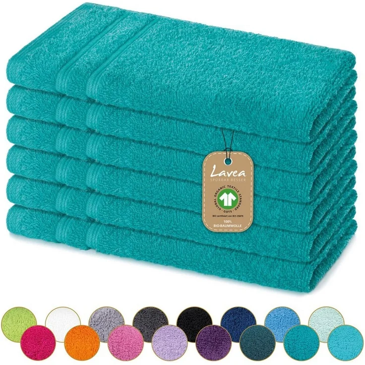 Lavea Gästehandtuch Bali, 30x50cm aus 100% Bio-Baumwolle, einzigartig weiche Gästetücher mit Aufhänger (Set, 6-St), hochwertiges und nachhaltiges Premium Gästetuch – saugstarke Faser – Bild 1