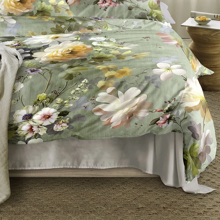 Irisette Flausch Cotton Bettwäsche Zobel 8596-30 Blüten grün 135x200 – Bild 4