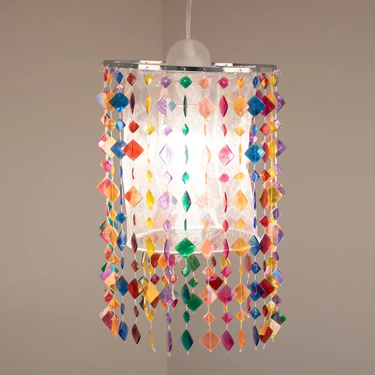 Hängeleuchte, Kristalle, bunt, Durchmesser 22,5 cm – Bild 9