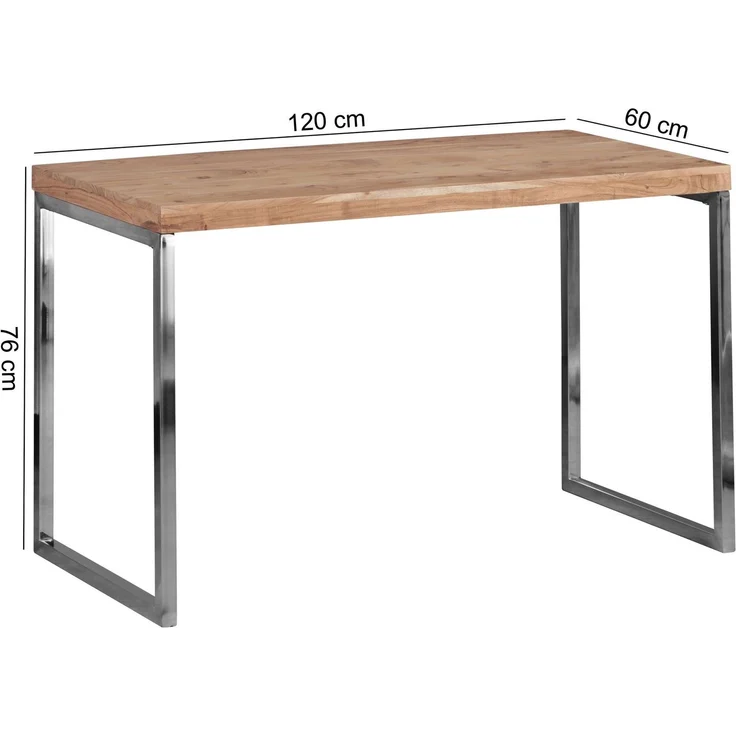 Wohnling Schreibtisch GUNA 120x60cm Akazie Massivholz Metallbeine Landhausstil Dunkelbraun – Bild 8