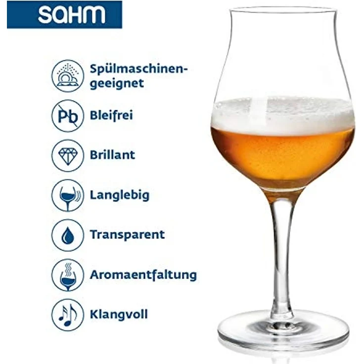 SAHM Bierglas Biergläser Set 6 STK 420ml Bier Sensorik Pokal - Bier Gläser, Edles Glas, 100% recyclebar – Bild 3