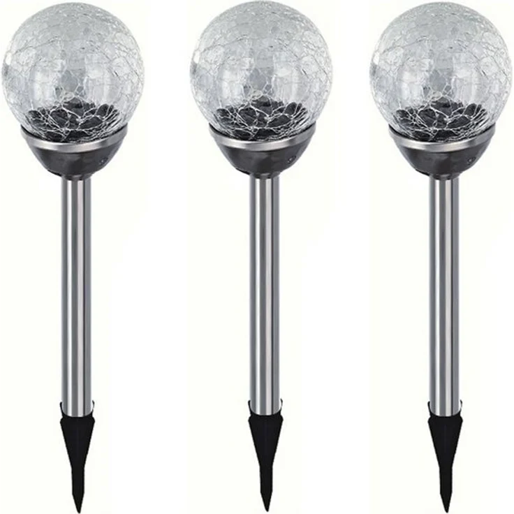 HAC24 LED Solarleuchte Solar Gartenleuchte Kugel Leuchte mit Crackle-Licht Solarlampe, LED fest integriert, Weiß, Lichtfarbe Weiß – Bild 3