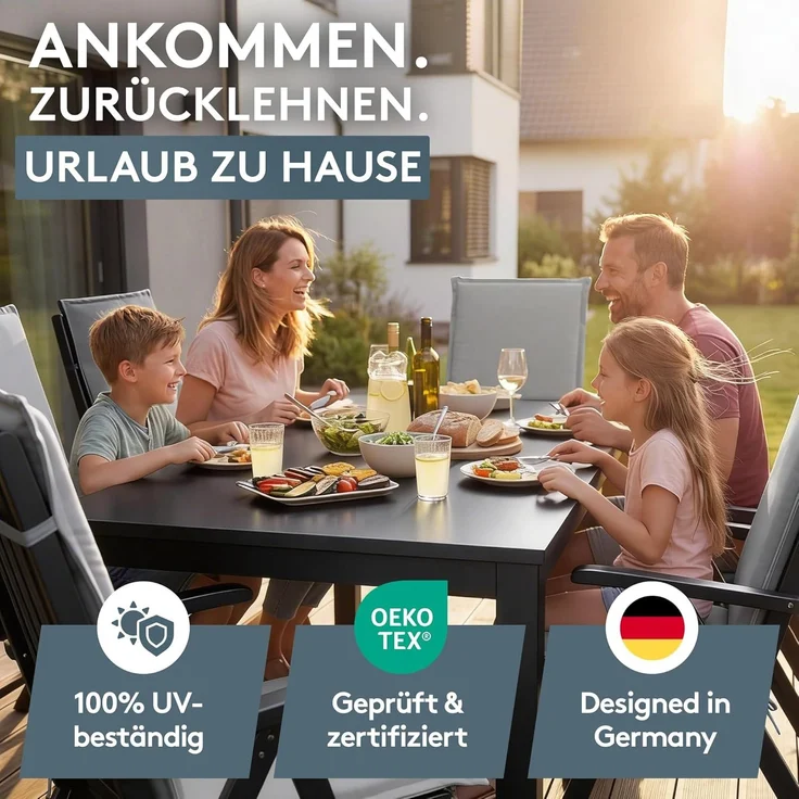 LILENO HOME Gartenstuhl Auflagen [1er Set - Hochlehner] in Grau - bequeme Liegen als Sitzauflagen für Gartenmöbel - Stuhlkissen für Gartenstühle und Klappstühle MIA – Bild 6