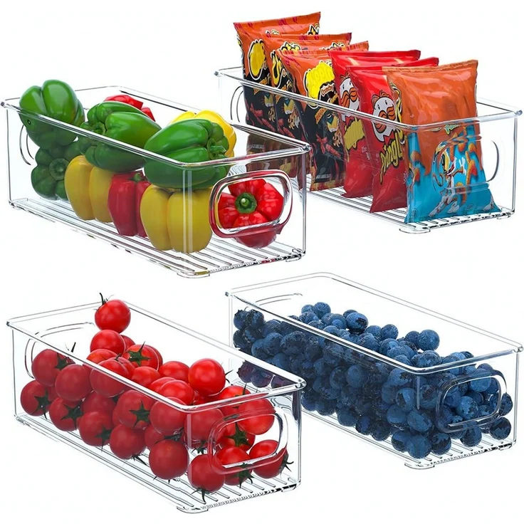 TUWENA Aufbewahrungsbox Kühlschrank Organizer Set mit Griff, Stapelbare Aufbewahrungsbox, Aufbewahrung Boxen für Küchen, Schränke, Gefrierschrank - BPA Frei – Bild 5