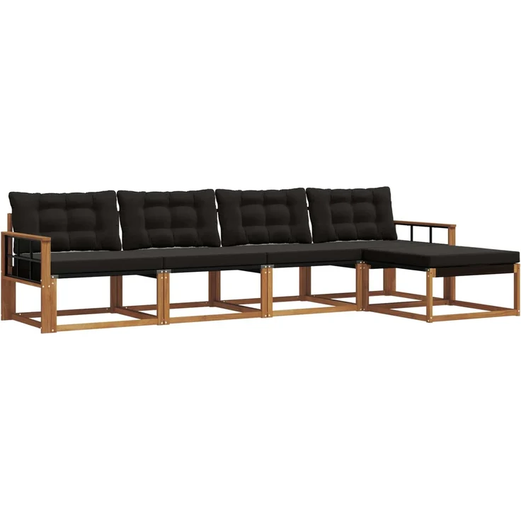 vidaXL Outdoor-Sofagarnitur 5 stk. 5-Sitzer Natur und Schwarz 3369367 – Bild 2