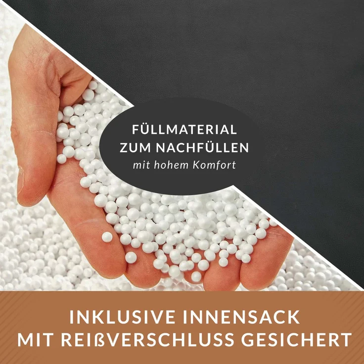 Green Bean Sitzsack Sofa aus Kunstleder mit EPS Perlen Füllung - Lounge im Sitzsack-Design 90 x 50 cm mit ergonomischer Rückenlehne - Dunkelblau – Bild 7