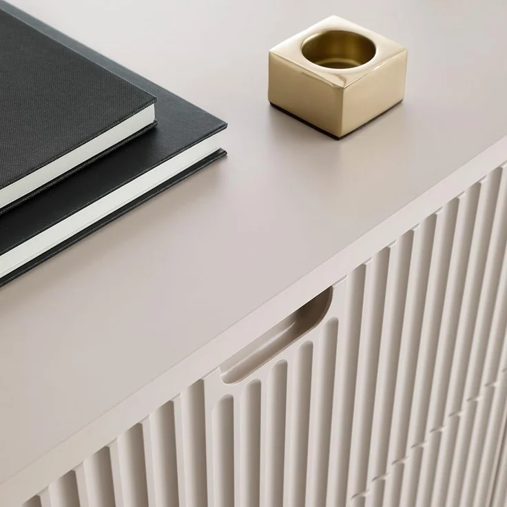 Lomadox Highboard ZARA-160, in Kaschmir Caschmere Rillen gerillt Füße goldfarben 103x129x39 cm – Bild 6