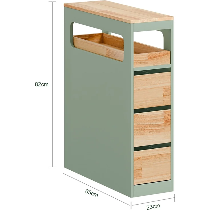 SoBuy BZR54-II-GR Badunterschrank, MDF, Lackiert, Grün, 23 x 82 x 65 cm – Bild 3