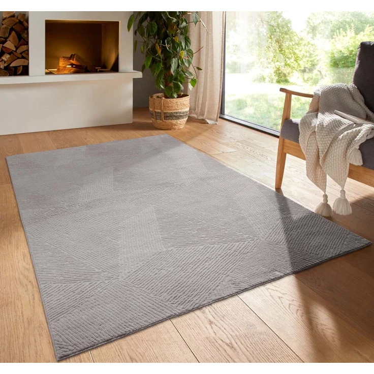 TaraCarpet Teppich TaraCarpet Homestyle 389 Fresco, rechteckig, Höhe: 10 mm, Fresco hoch-tief weich waschbar grau 50x80 – Bild 1