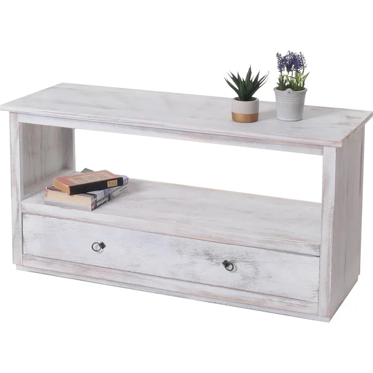 Couchtisch Shabby-Look, Vintage weiß, 53,5 x 110 x 39 cm