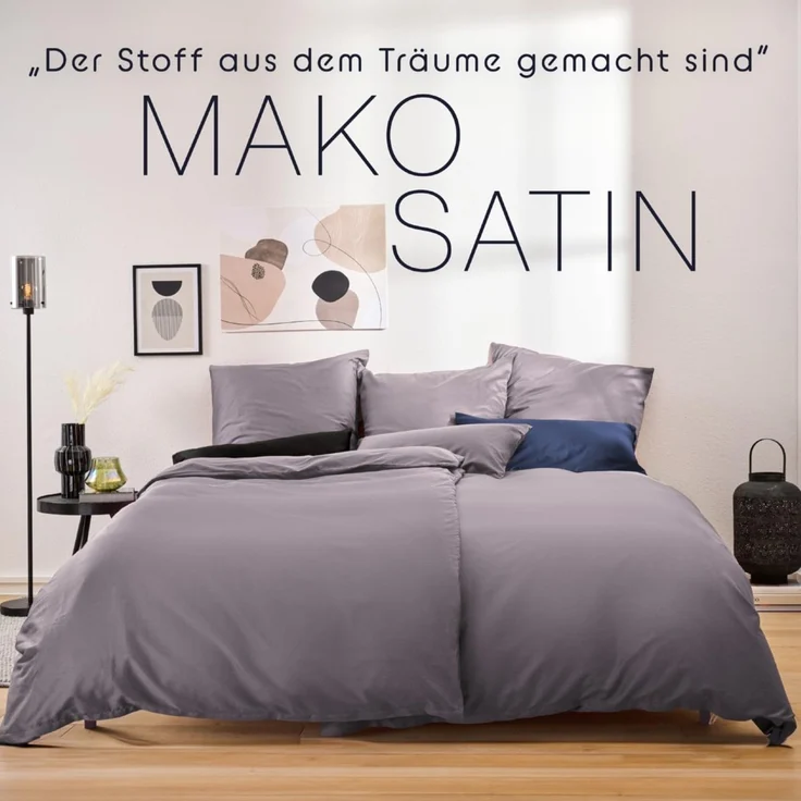 Blumtal Kissenbezüge Premium Mako Satin Kissenbezug, superweich aus 100% Baumwolle, (1 Stück), OEKO-TEX zertifiziert – Glanzoptik & farblich passender Reißverschluss – Bild 7