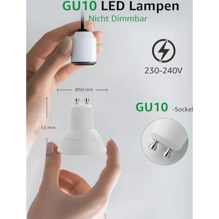 Lepro Energieklasse A GU10 LED Neutralweiß, 2W 4000K 360 LM, Nicht Dimmbar Reflektorlampe, Energiesparendes GU 10 LED Leuchtmittel, 38° Abstrahlwinkel für Wohnzimmer, Küche, Schlafzimmer, 4 Stück – Bild 6