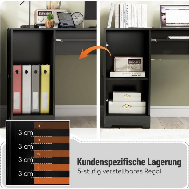 COSTWAY Eckschreibtisch, Computertisch mit Ladestation, Schrank, 2 Schubladen – Bild 3