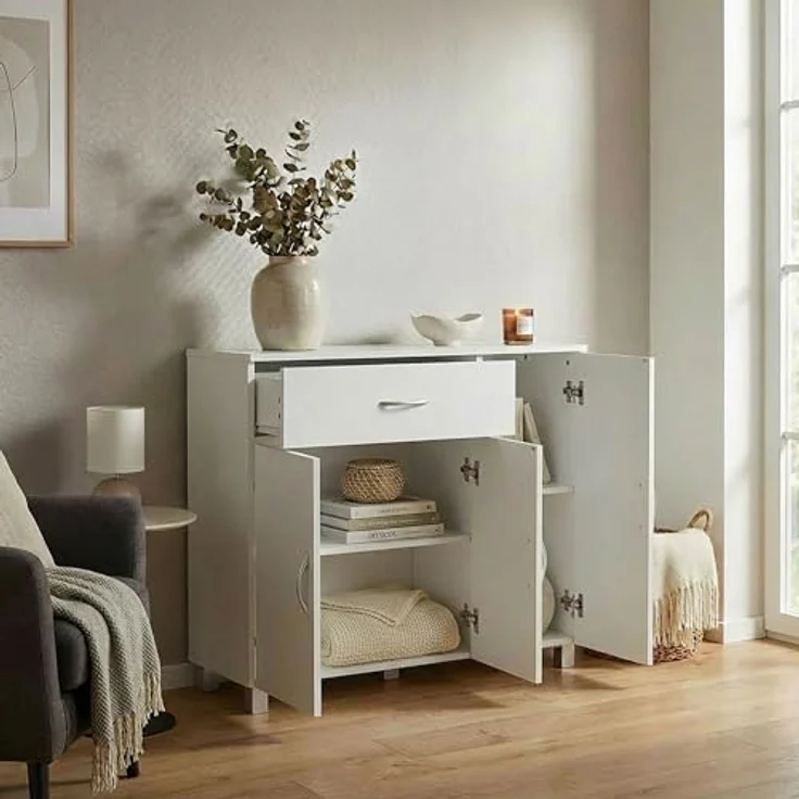 MID.YOU Sideboard, Holzwerkstoff, 2 Fächer, 1 Schublade, stehend, 90x75x30 cm, Wohnzimmer Möbel – Bild 5